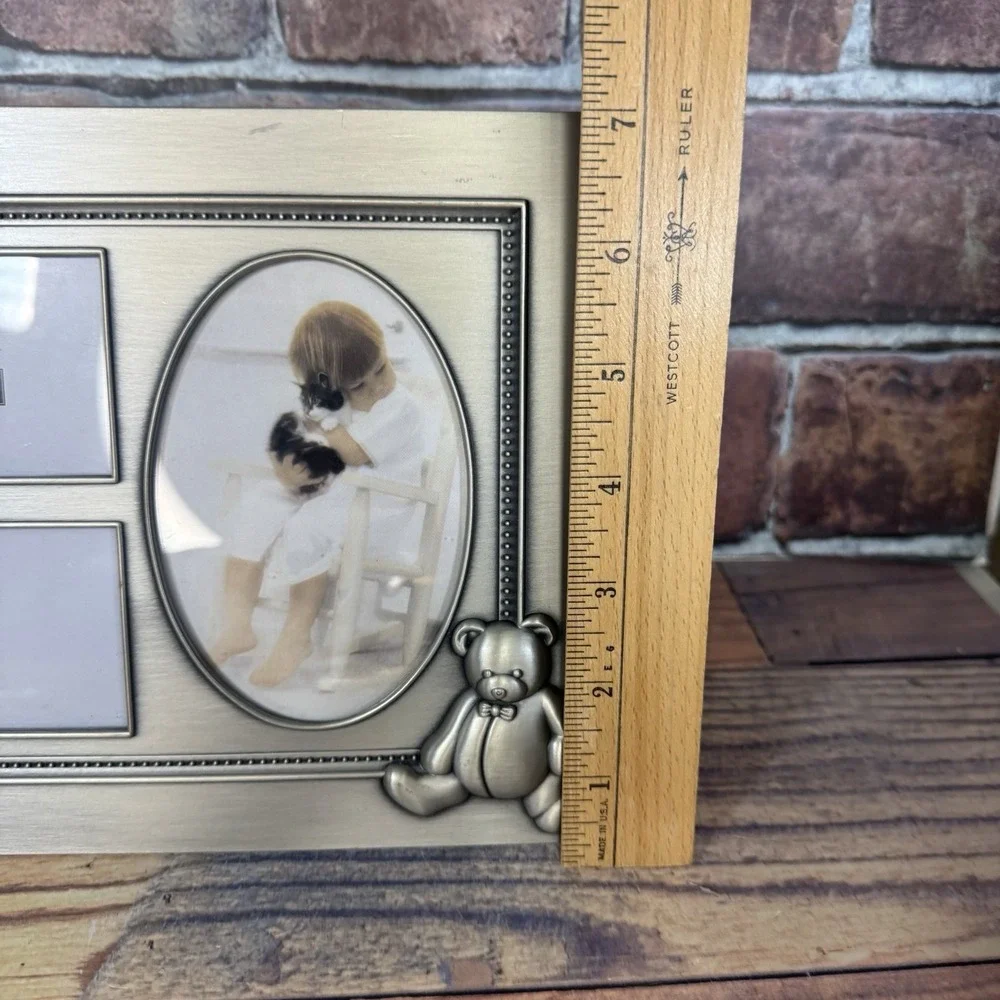Burnes Of Boston Bear & Bow Pewter Photo Frame Early Years 1997 Multi Nursery